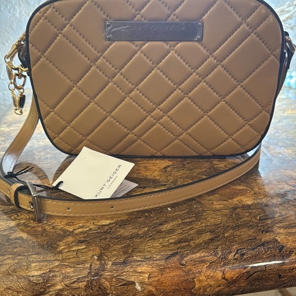 Kurt Geiger Brown Quilted Crossbody Bag NWT TAUPE - Picture 6 of 11